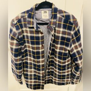Double Lined Plaid Button Shirt Simons Large